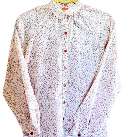 Vintage Fall Floral Button Down (Size XS / S), Cream & Burgundy, Soft Cottage - Picture 2 of 8
